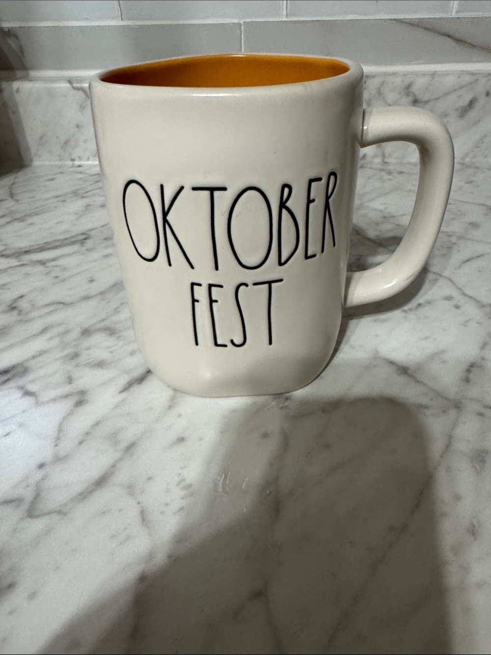 Rae Dunn Cream Mug with Yellow Interior - OKTOBER FEST